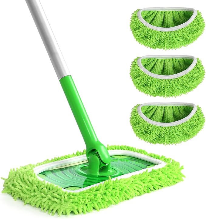 3 Pack Green Coral Fleece Mop Pads for Sweeper