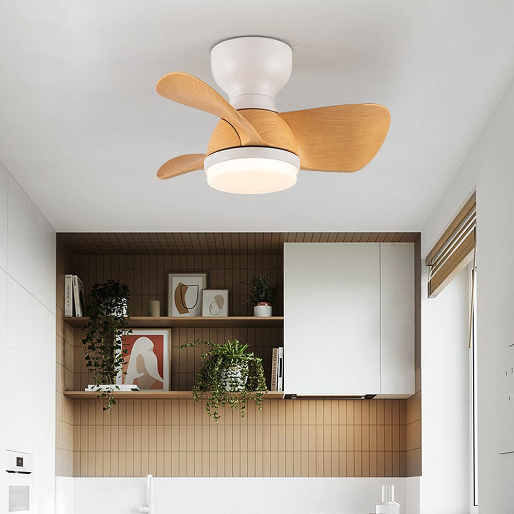 Wood Simple Stylish Ceiling Fan with LED Light and Remote Control