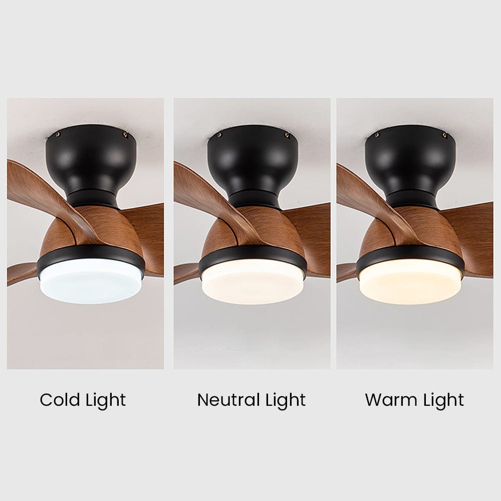 Wood Simple Stylish Ceiling Fan with LED Light and Remote Control