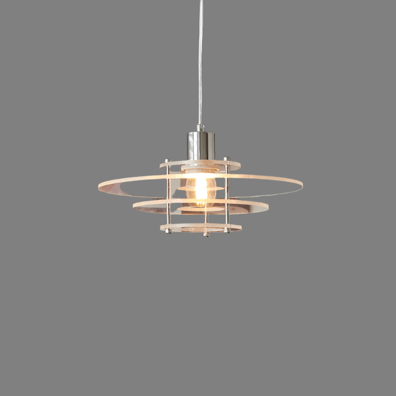 Contemporary UFO Pendant Light - Vintage Acrylic & Iron Art Design