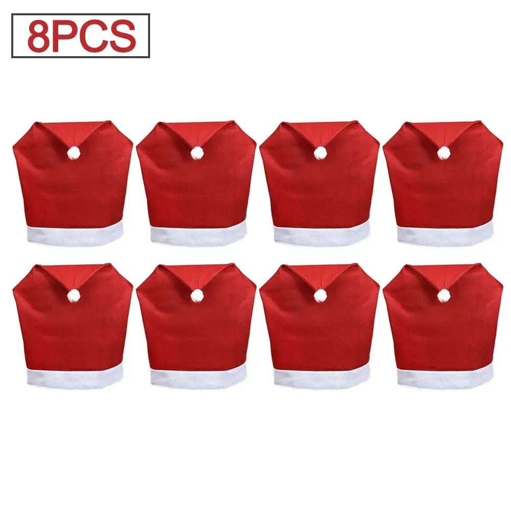 Santa Hat Chair Covers – Christmas Dining Table Decoration (1-10 Pieces)