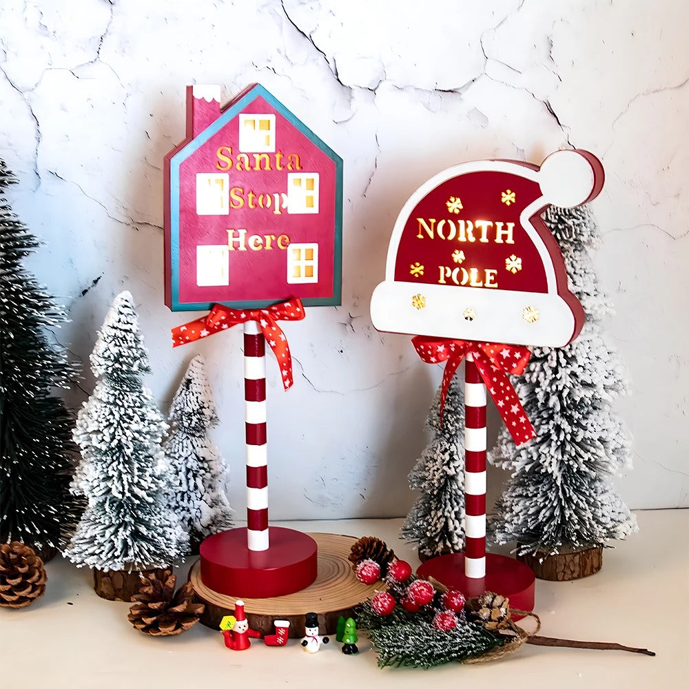 Christmas Retro LED Lamp North Pole Sign