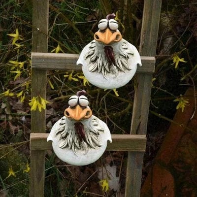 Curious Resin Chickens – Charming Garden Decor with Big Eyes