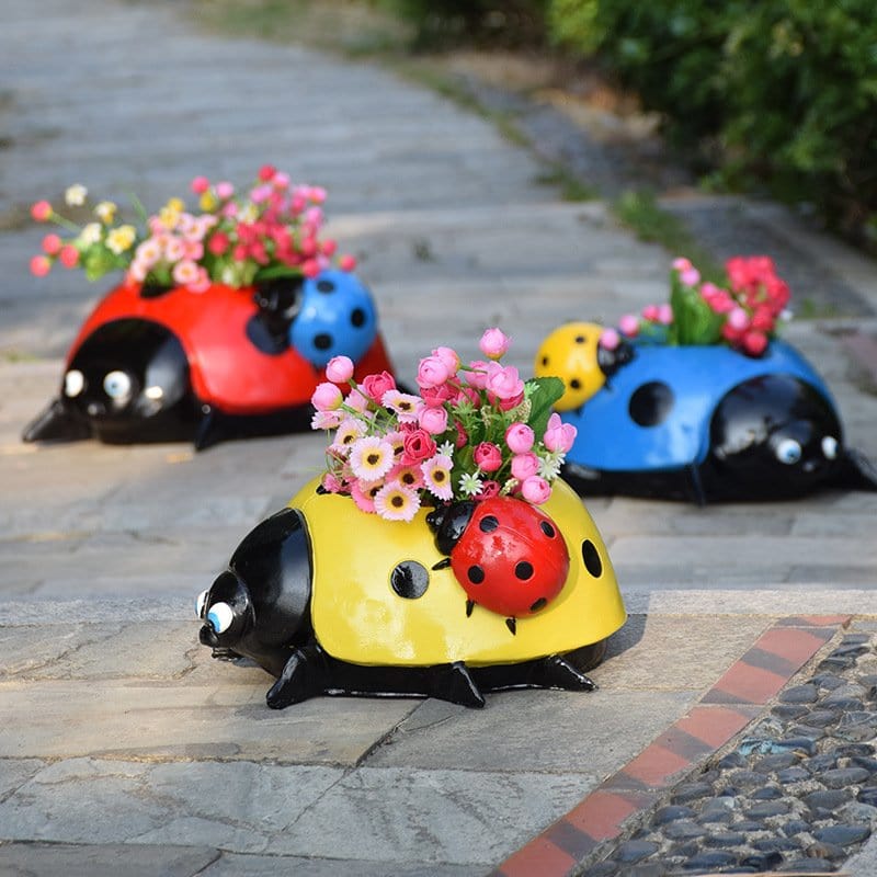 Charming Ladybug Flower Pots for Garden – 15 cm Tall