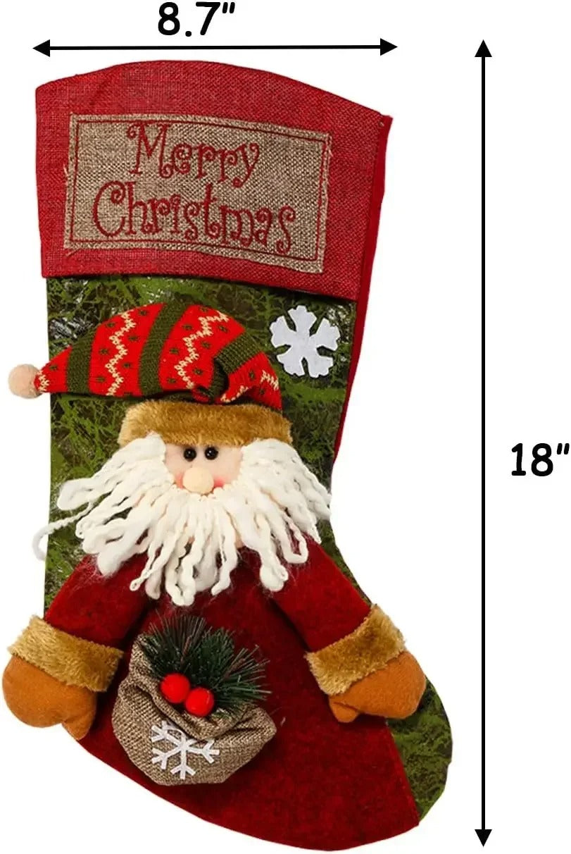 Classic Large Christmas Stockings | Santa, Snowman & Reindeer