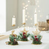 3-Piece Christmas Candle Holder Set with Artificial Pine Branches