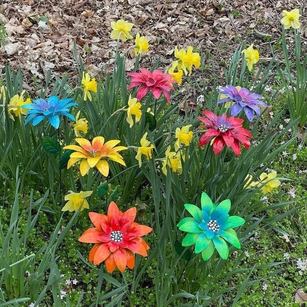 Colorful Metal Flower Decoration – 10 cm Wide, 35 cm Tall