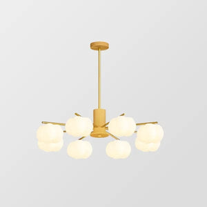 Creative Wooden Cotton Balls Chandelier - Modern Minimalist Lighting for Living Room