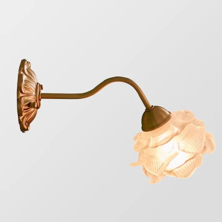 Vintage Copper Flower Petal Glass Wall Lamp – Elegant Floral Design