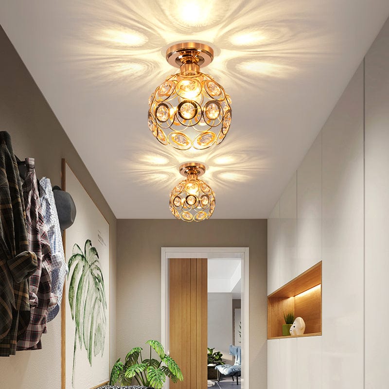 Fancy Gold Luxury Ball Ceiling Light - Opulent Hallway Illumination