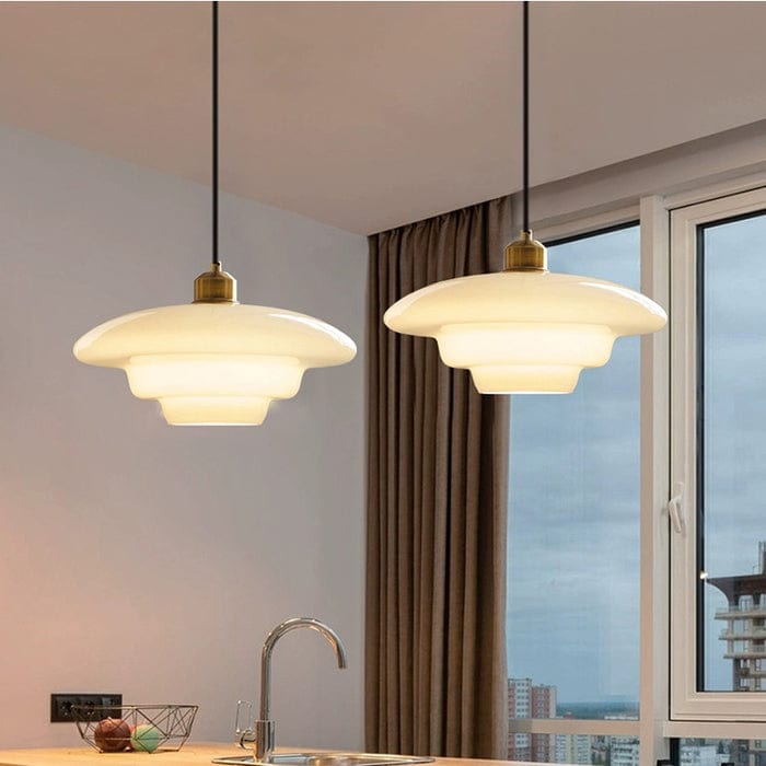 Milk White Glass Pendant Light – Mid-Century Elegance