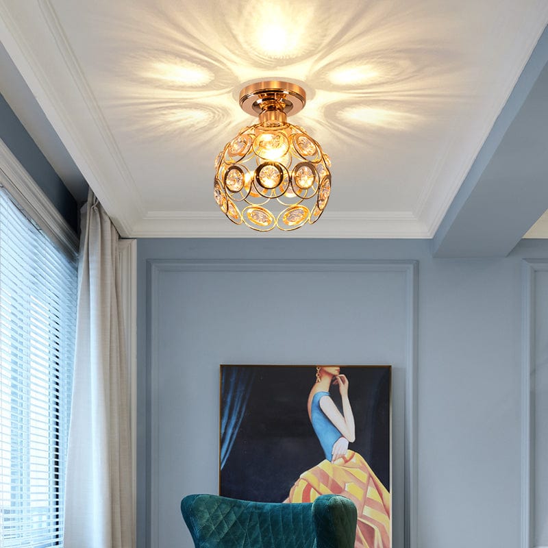 Fancy Gold Luxury Ball Ceiling Light - Opulent Hallway Illumination