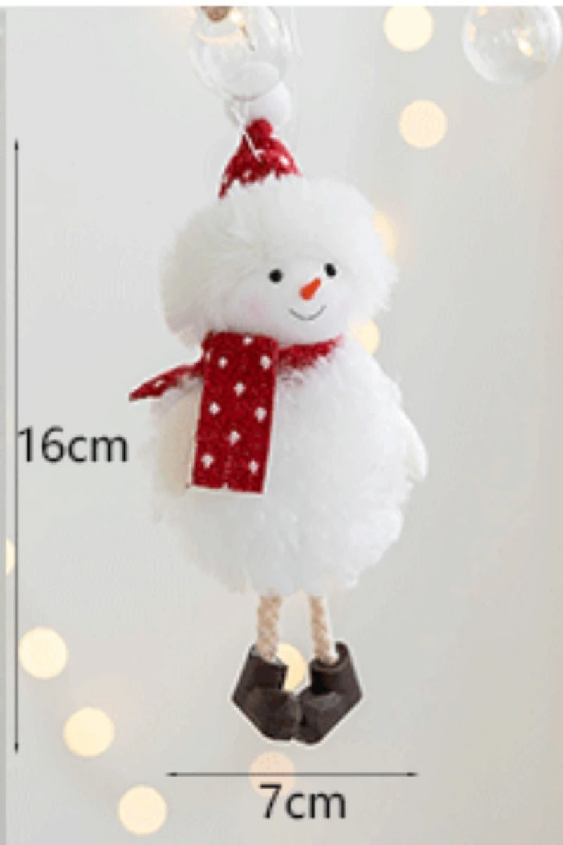 4pcs Plush Santa, Snowman & Elk Pendants