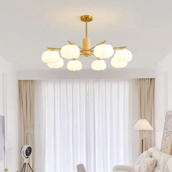 Creative Wooden Cotton Balls Chandelier - Modern Minimalist Lighting for Living Room