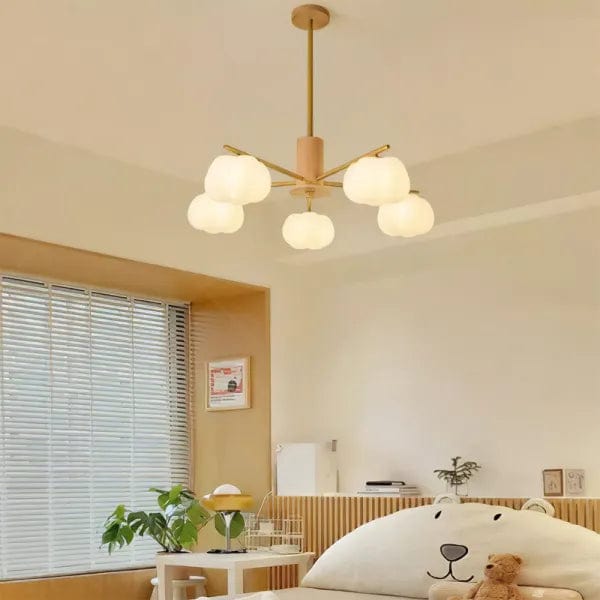 Creative Wooden Cotton Balls Chandelier - Modern Minimalist Lighting for Living Room