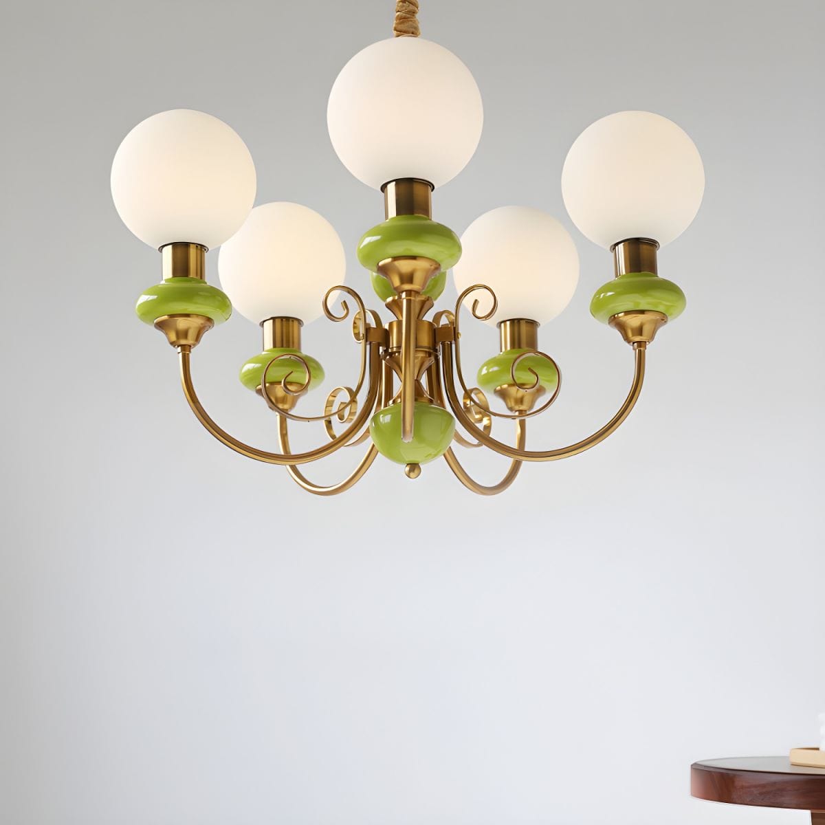 Onyx Chandelier - Modern Green Glass Statement Piece