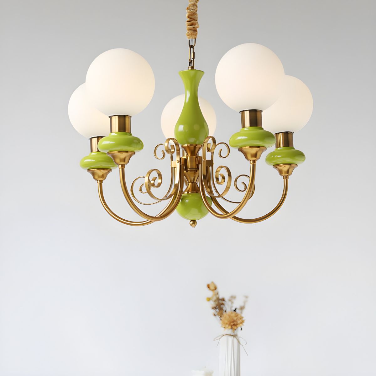 Onyx Chandelier - Modern Green Glass Statement Piece