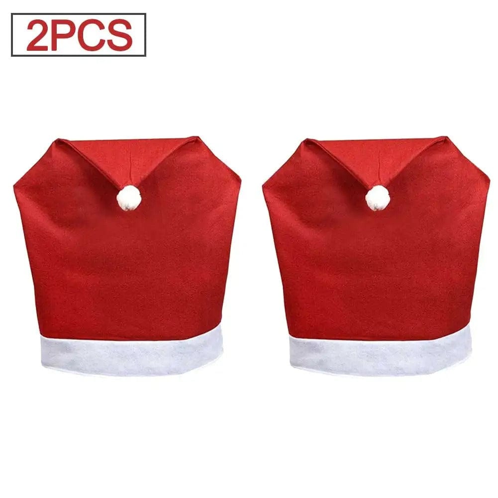 Santa Hat Chair Covers – Christmas Dining Table Decoration (1-10 Pieces)