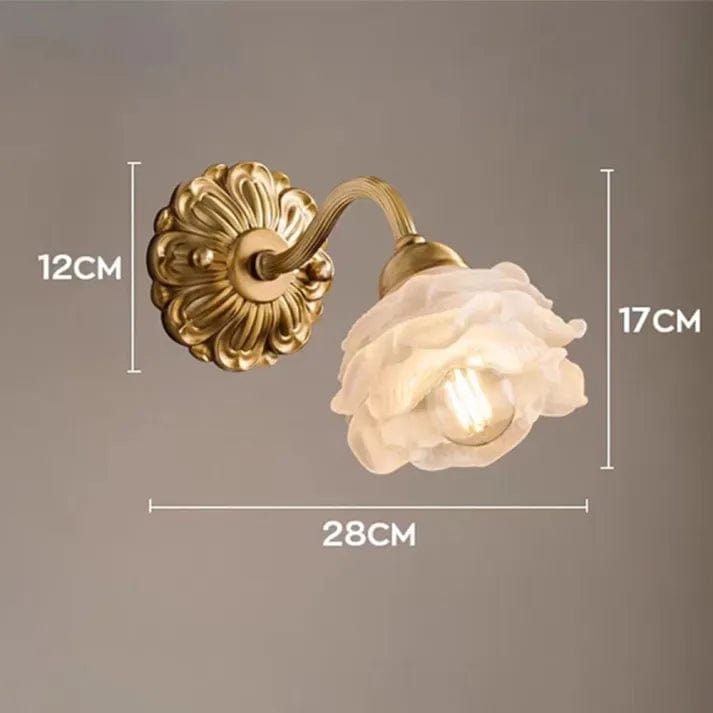 Vintage Copper Flower Petal Glass Wall Lamp – Elegant Floral Design