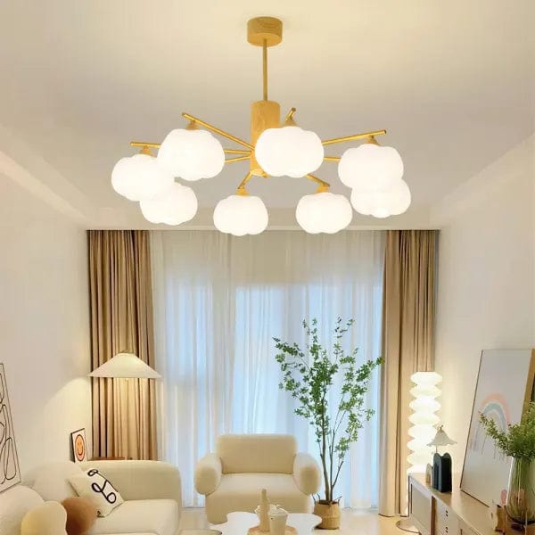 Creative Wooden Cotton Balls Chandelier - Modern Minimalist Lighting for Living Room