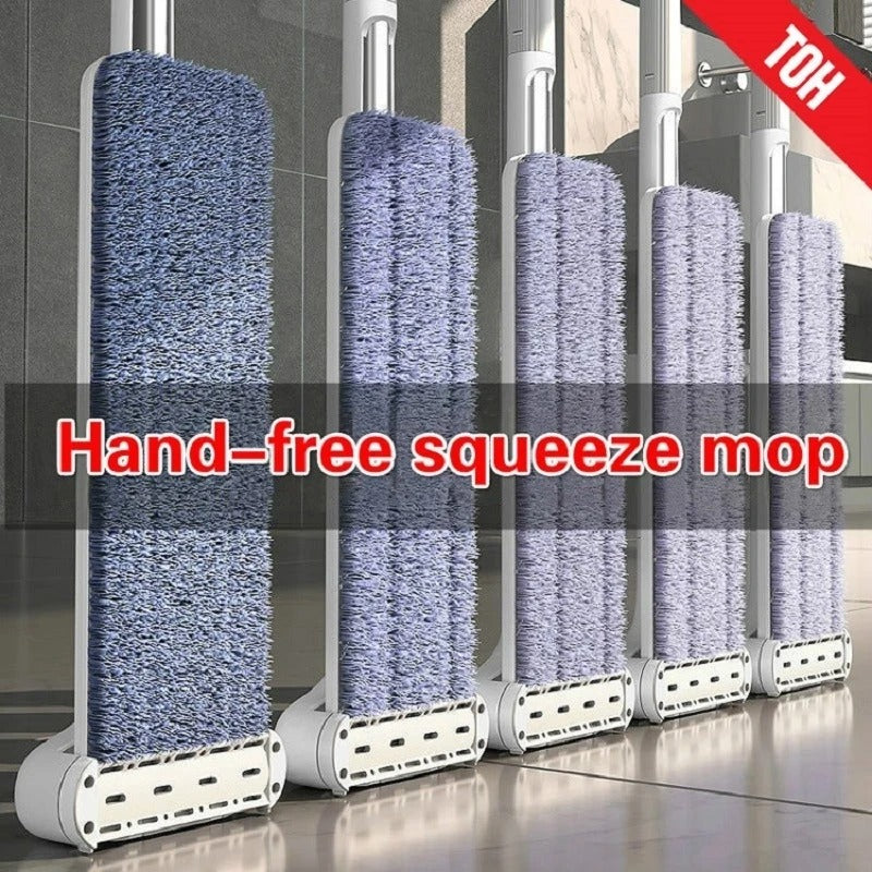 Magic Squeeze Flat Mop with 5 Microfiber Pads – Effortless Cleaning