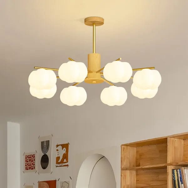 Creative Wooden Cotton Balls Chandelier - Modern Minimalist Lighting for Living Room