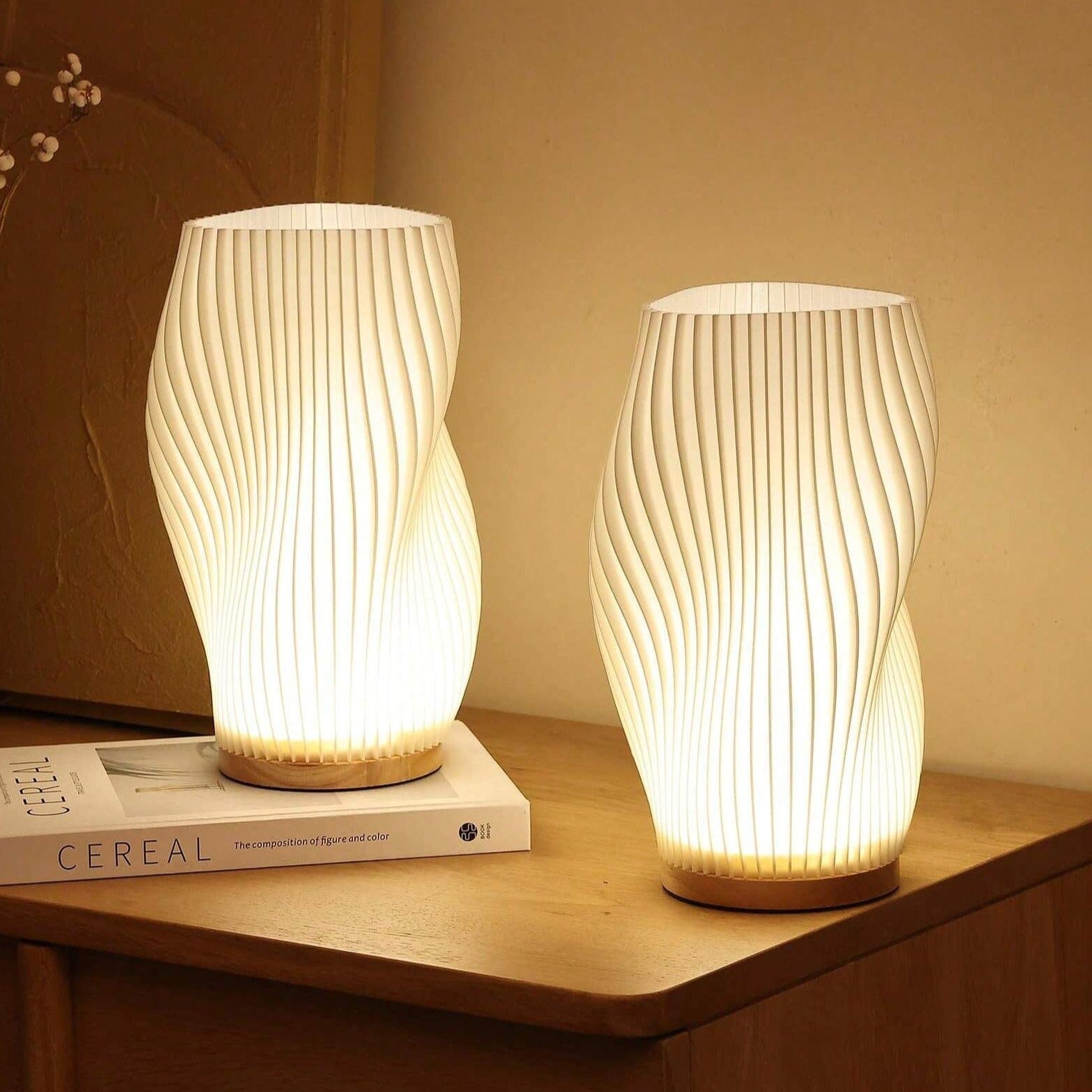 Serene Wavecrest Lamp – Sleek, Dimmable LED with USB Plug-In