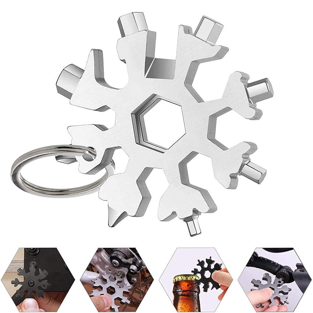 18-in-1 Snowflake Tool – Portable Stainless Steel Keychain