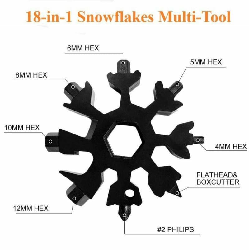 18-in-1 Snowflake Tool – Portable Stainless Steel Keychain