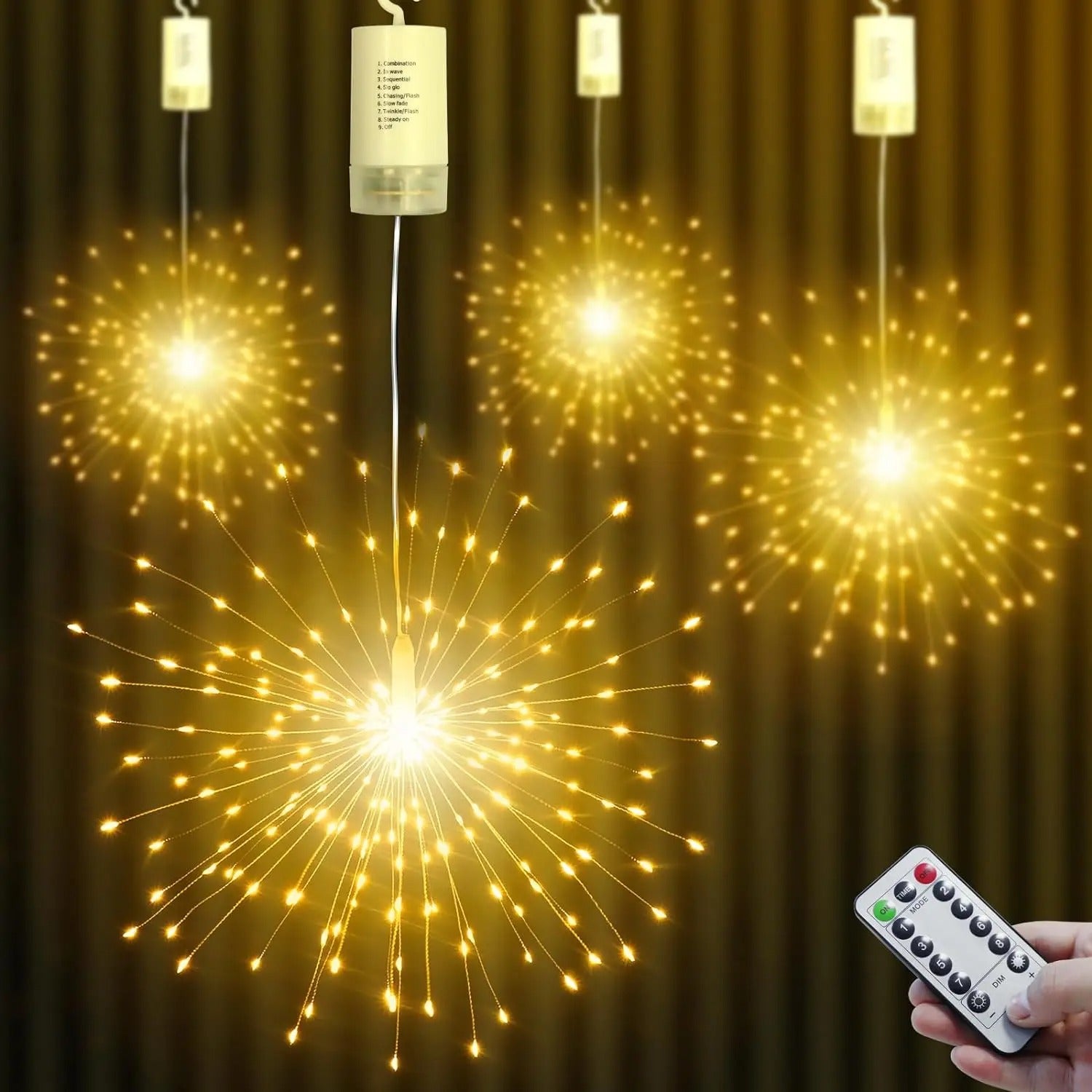 LED Fireworks String Lights – 150/200 LEDs, 8 Modes, Waterproof