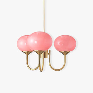 Golden Glam Ceiling Light – Elegant Pink Glass Shades