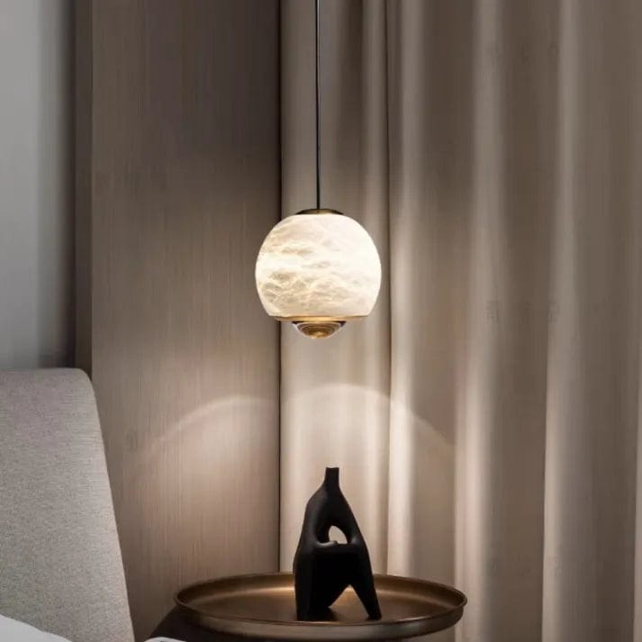 Nordic Marble Alabaster Globe Pendant Lamp - Luxurious Modern Design with Three-Color LED