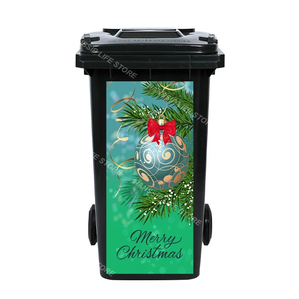 Christmas Waterproof Trash Bin Decals