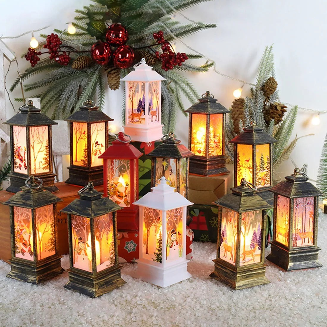 Christmas Lantern with Warm Lights – Perfect for Home & Outdoor Decoration