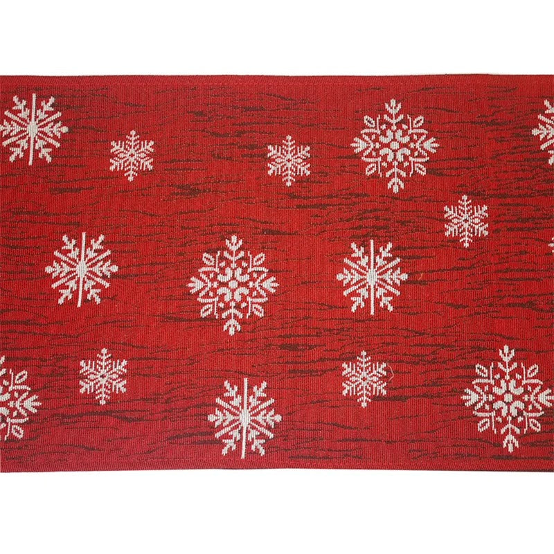 Embroidered Christmas Table Runner with Snowman & Snowflake