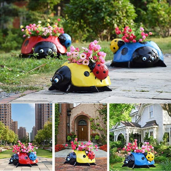 Charming Ladybug Flower Pots for Garden – 15 cm Tall