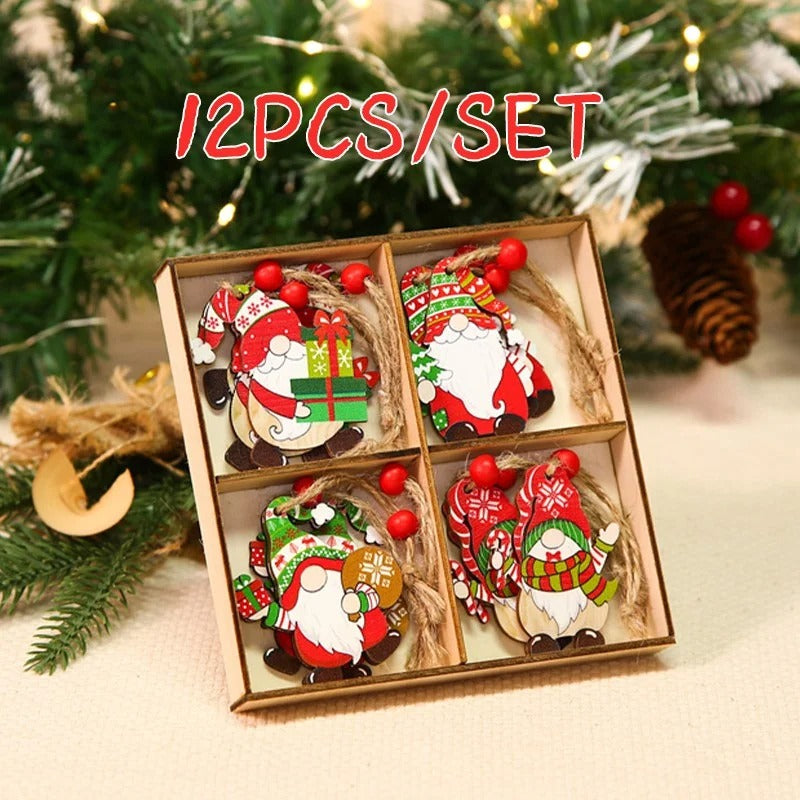 Christmas Gnomes Wooden Pendants – Festive Tree Decorations & Holiday Gifts