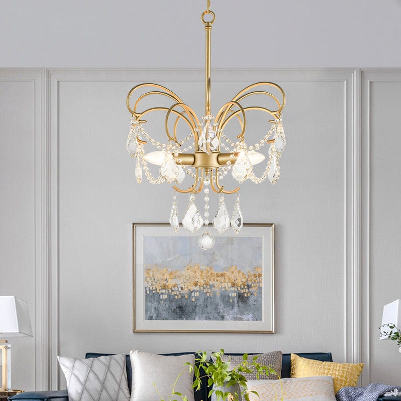 Butterfly Shaped Living Room Chandelier - Artistic Brass LED Fixture