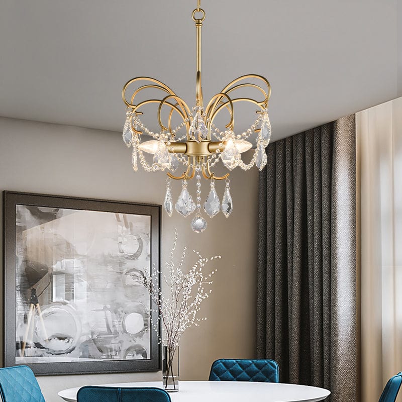 Butterfly Shaped Living Room Chandelier - Artistic Brass LED Fixture