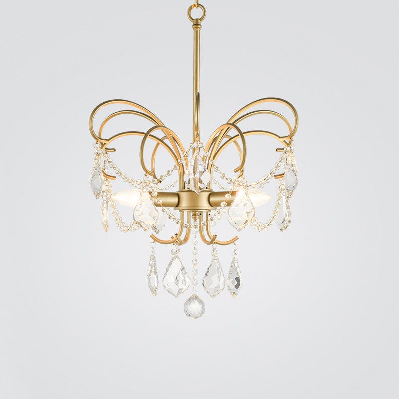 Butterfly Shaped Living Room Chandelier - Artistic Brass LED Fixture