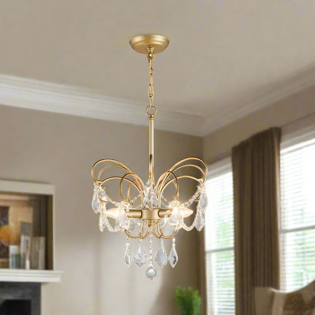 Butterfly Shaped Living Room Chandelier - Artistic Brass LED Fixture