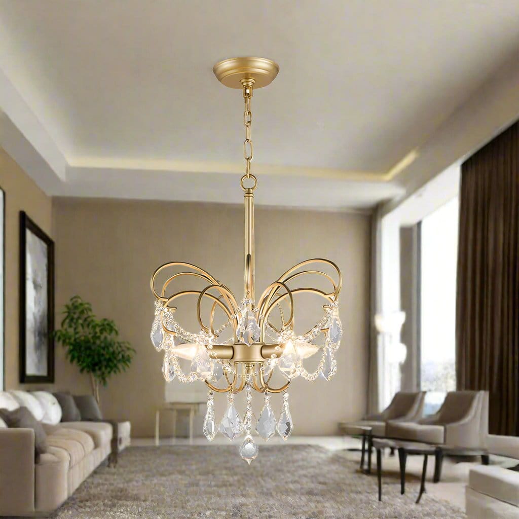 Butterfly Shaped Living Room Chandelier - Artistic Brass LED Fixture