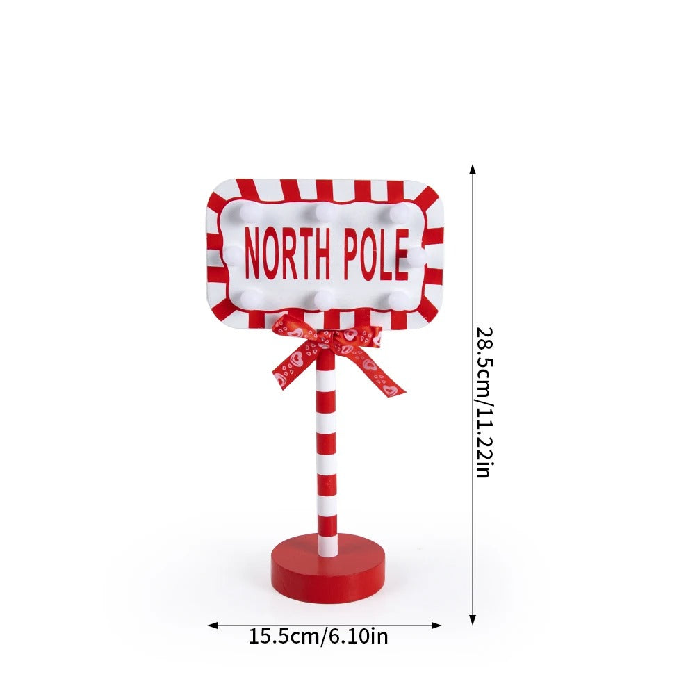 Christmas Retro LED Lamp North Pole Sign