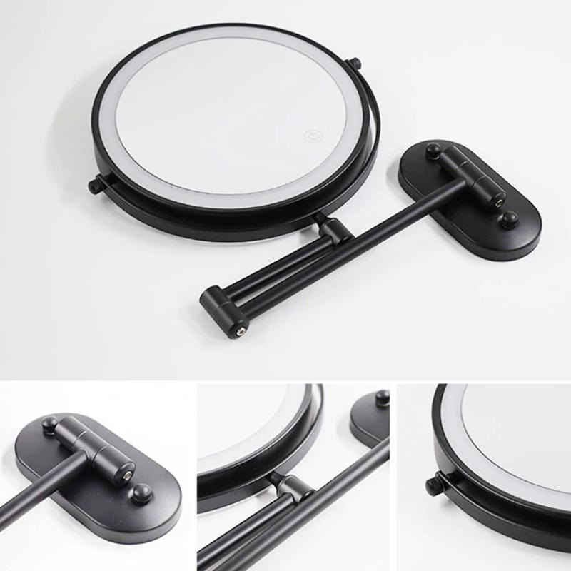 Black Rechargeable LED Magnifying Mirror – Perfect for Makeup and Bathroom Use