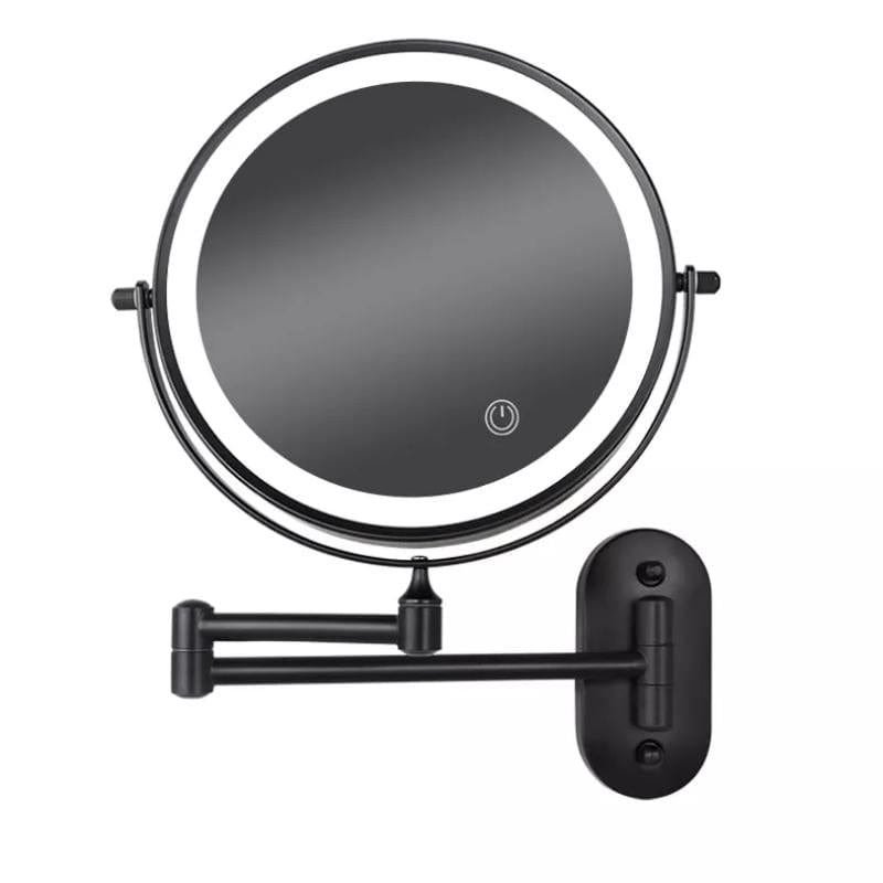 Black Rechargeable LED Magnifying Mirror – Perfect for Makeup and Bathroom Use