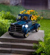 Vintage Solar Pickup Truck Decor with LED Headlights