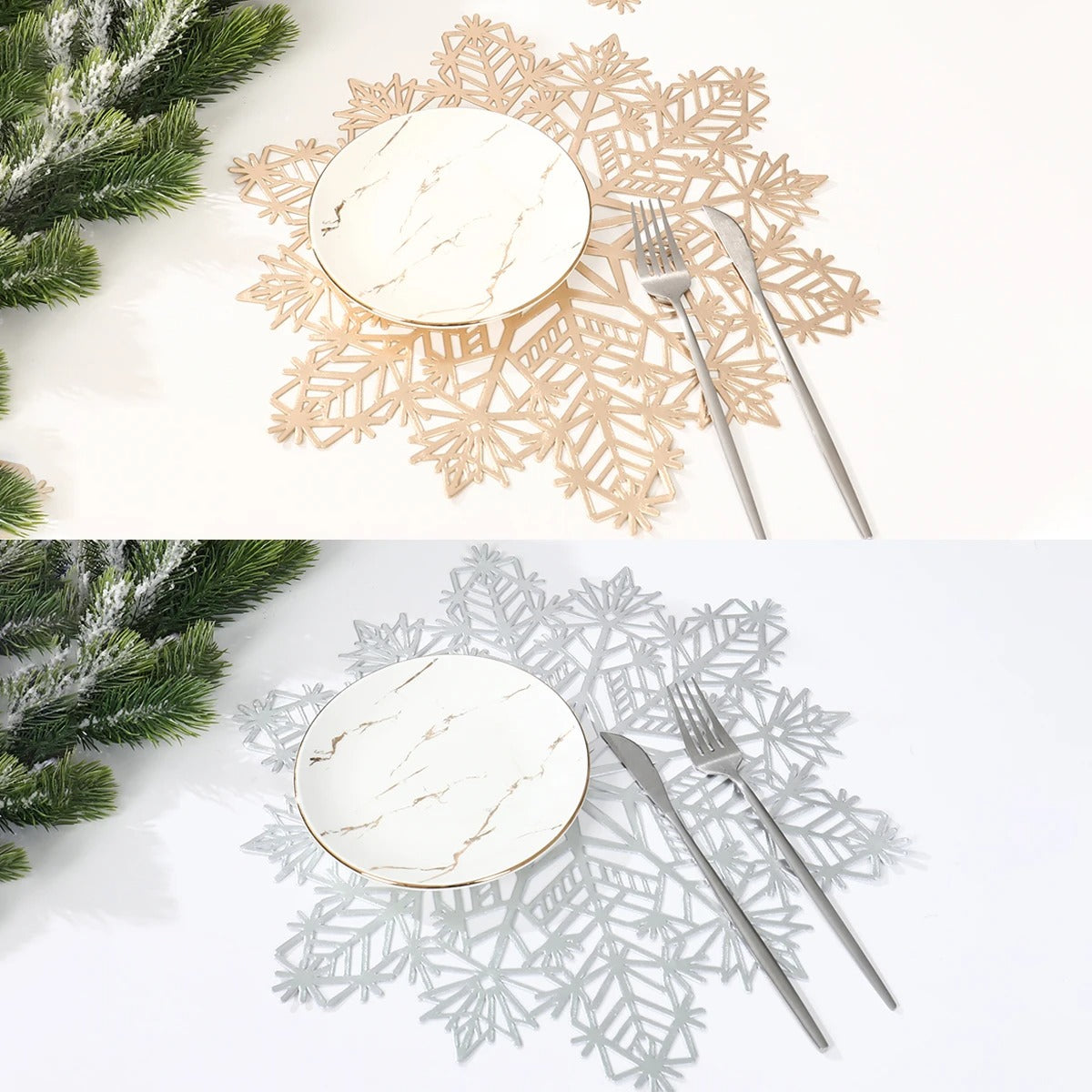 Christmas Snowflake Placemats – Set of 3, Festive Holiday Table Decor