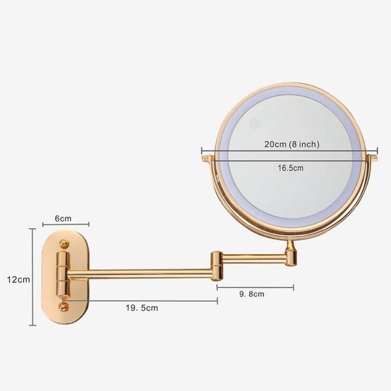 Gold Rechargeable LED Magnifying Makeup & Bathroom Mirror