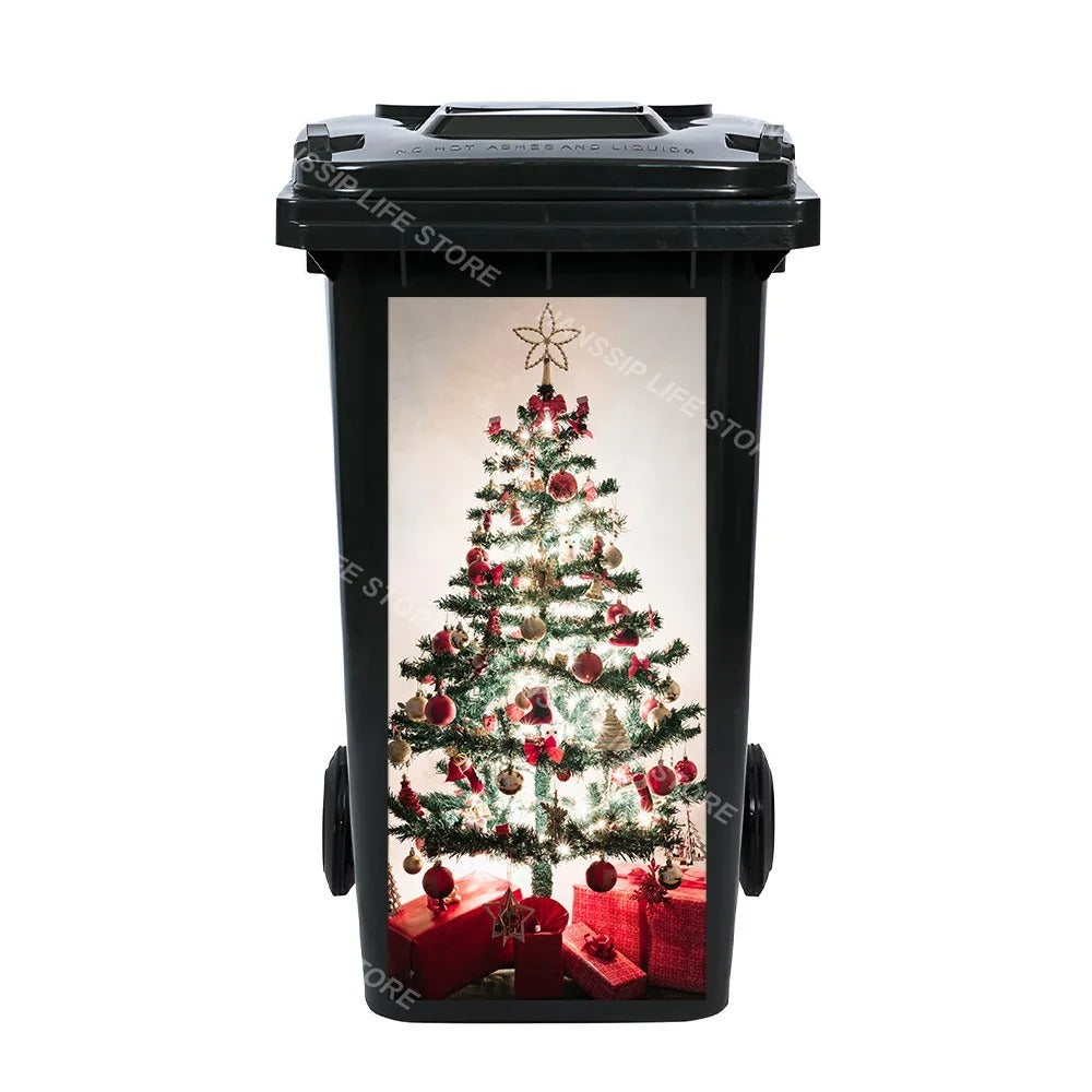 Christmas Waterproof Trash Bin Decals