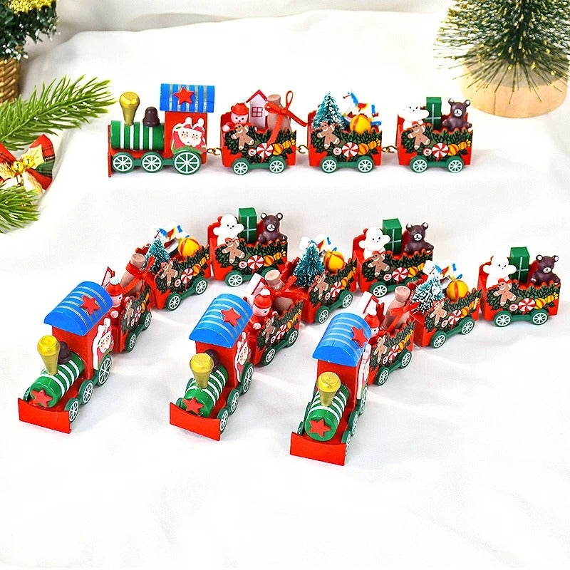 4-Knots Christmas Train Wooden Decor with Santa